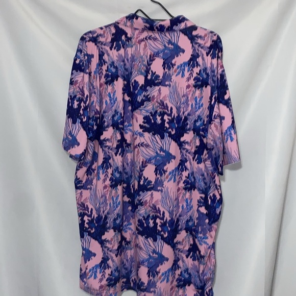SCALES MENS SIZE XL Pink and Blue Polo Shirt with UNDERWATER CORAL Print EUC - Picture 9 of 11